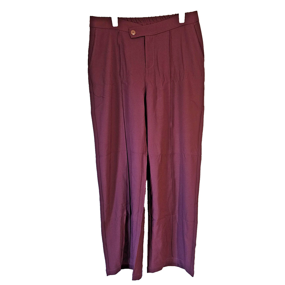 Pink Queen Wide Leg Pants Burgundy Elastic Waist in Back Casual XL NWT
